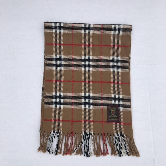 Berkshire Khaki Tan Tartan Plaid Vintage Scarf - Picture 2 of 3